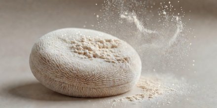 Velour powder puff lightly coated in finely milled translucent silica setting powder